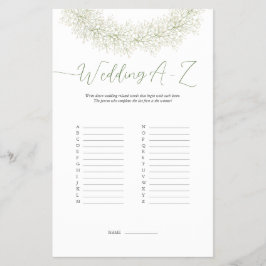 Elegant Winter Wreath Wedding A-Z Game Flyer