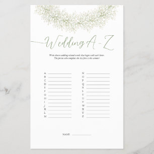Elegant Winter Wreath Wedding A-Z Game Flyer