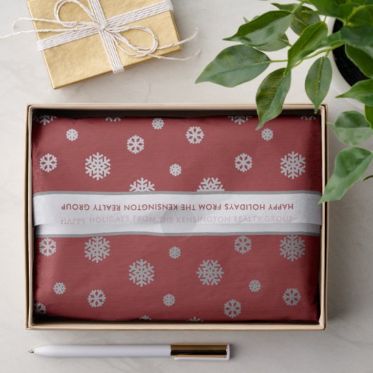 Elegant Winter Zilver Rood Sneeuwvlokken Patroon Tissuepapier (Geschenk)