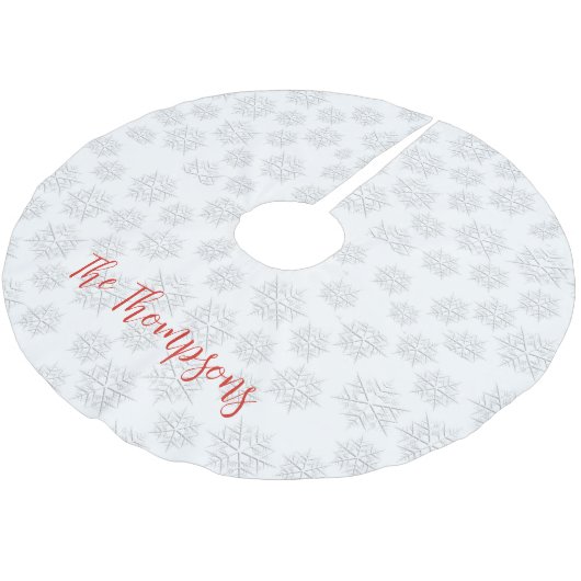 Elegant Winter Zilver Sneeuwvlok Wit Patroon Kerstboom Rok (Gekanteld)