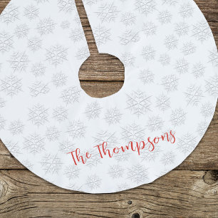 Elegant Winter Zilver Sneeuwvlok Wit Patroon Kerstboom Rok