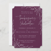 Elegant Winterberry Modern Leaf Motif Thanksgiving Kaart (Voorkant)