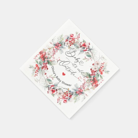 Elegant winterbessen Baby shower Servet (Hoek)