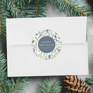 Elegant winterblad Vakantie Ronde Sticker