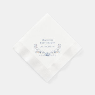 Elegant winterblauw bloemenkrans Baby shower Servet
