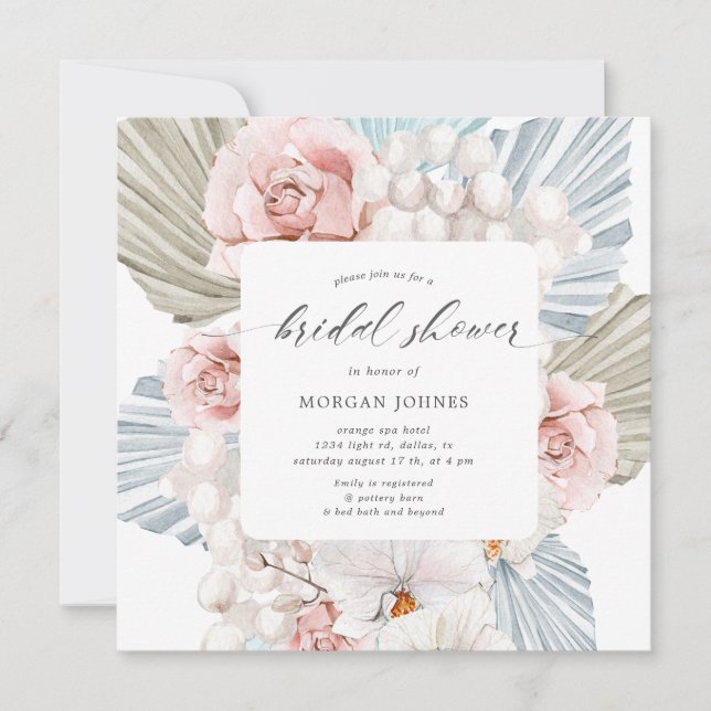 elegant winterblauw bohemens floral Vrijgezellenfe (Voorkant)