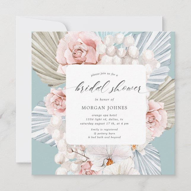 elegant winterblauw bohemens floral Vrijgezellenfe (Voorkant)