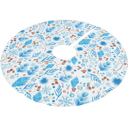 Elegant winterblauw Waterverf patroon Kerstboom Rok (Gekanteld)