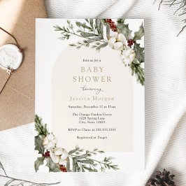 Elegant winterbloemboog Baby shower Kaart