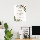 Elegant winterbloemboog Baby shower Poster (Thuiskantoor)