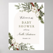 Elegant winterbloemboog Baby shower Poster (Voorkant)