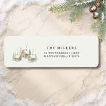 Elegant Winterdorp Watercolor Kerstmis