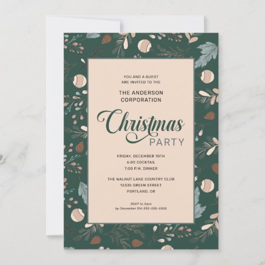 Elegant wintergebladerte Kantoor kerstfeest Kaart (Voorkant)