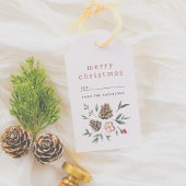 Elegant wintergebladerte Vrolijk kerstfeest Cadeaulabel