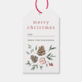 Elegant wintergebladerte Vrolijk kerstfeest Cadeaulabel (Voorkant)