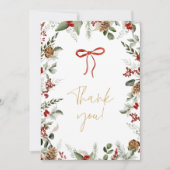 Elegant wintergroen en Holly Baby shower Bedankkaart (Voorkant)