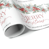 Elegant wintergroen Kerstmis Cadeaupapier (Rol Hoek)