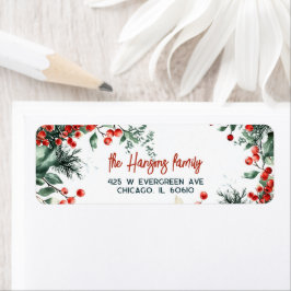 Elegant wintergroen Kerstmis Etiket