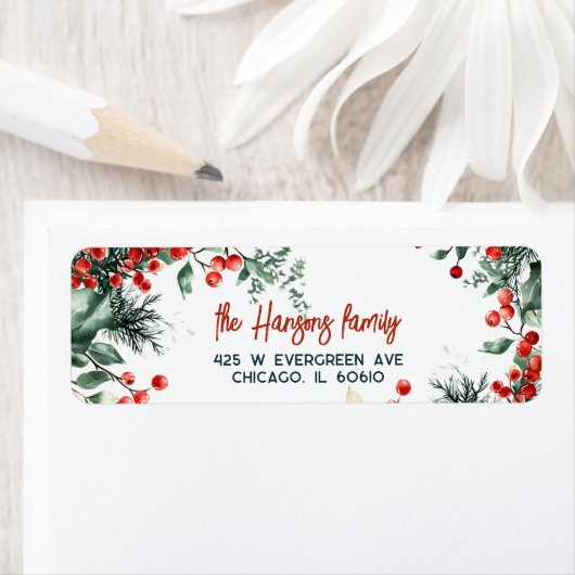 Elegant wintergroen Kerstmis Etiket (Insitu)