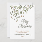 Elegant wintergroen met bessen Foto Feestdagenkaart (Voorkant)