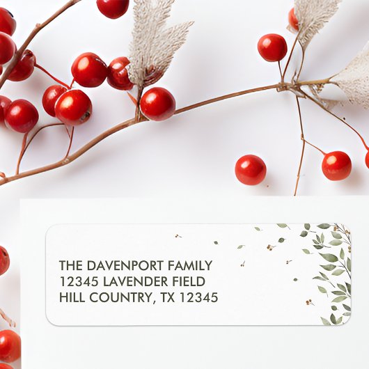 Elegant wintergroen retouradres etiket