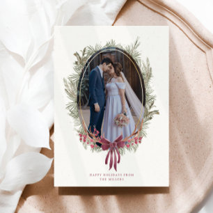 Elegant wintergroen Single Photo Holiday Kaart