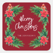 Elegant wintergroen vierkante sticker (Voorkant)