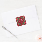 Elegant wintergroen vierkante sticker (Envelop)