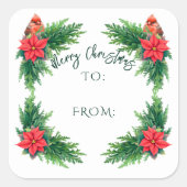 Elegant wintergroen vierkante sticker (Voorkant)