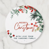 Elegant wintergroen Vrolijk kerstfeest Bedankjes Labels (Voorkant)