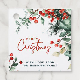 Elegant wintergroen Vrolijk kerstfeest Bedankjes Labels