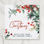 Elegant wintergroen Vrolijk kerstfeest Bedankjes Labels (Achterkant)