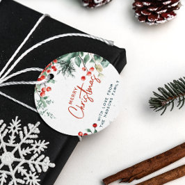 Elegant wintergroen Vrolijk kerstfeest Bedankjes Labels