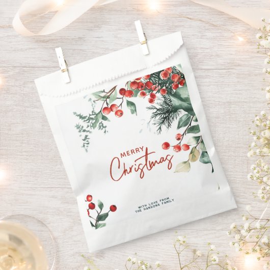 Elegant wintergroen Vrolijk kerstfeest Bedankzakje (Geknipt)