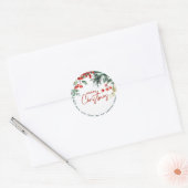 Elegant wintergroen Vrolijk kerstfeest Ronde Sticker (Envelop)