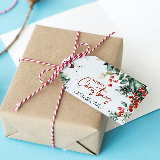 Elegant wintergroen Vrolijk kerstgebruik Cadeaulabel