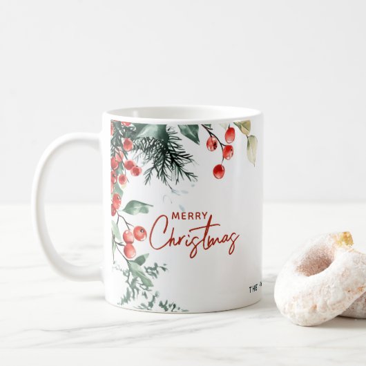 Elegant wintergroen Vrolijk kerstgebruik Koffiemok (Met donut)