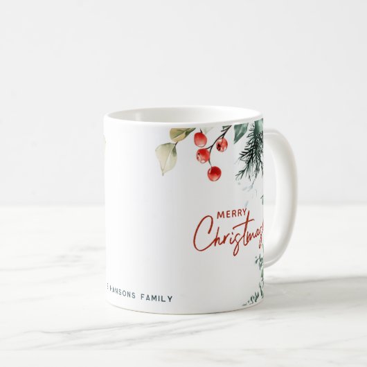 Elegant wintergroen Vrolijk kerstgebruik Koffiemok (Voorkant rechts)