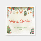 Elegant wintergroen Vrolijk kerstservetten Servet (Voorkant)