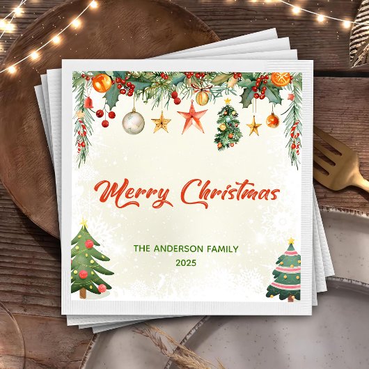 Elegant wintergroen Vrolijk kerstservetten Servet