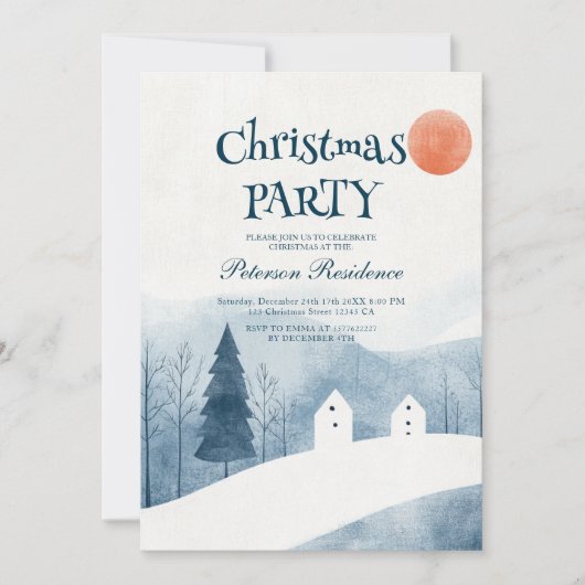 Elegant Winterlandschap Kerstfeest Kaart (Voorkant)