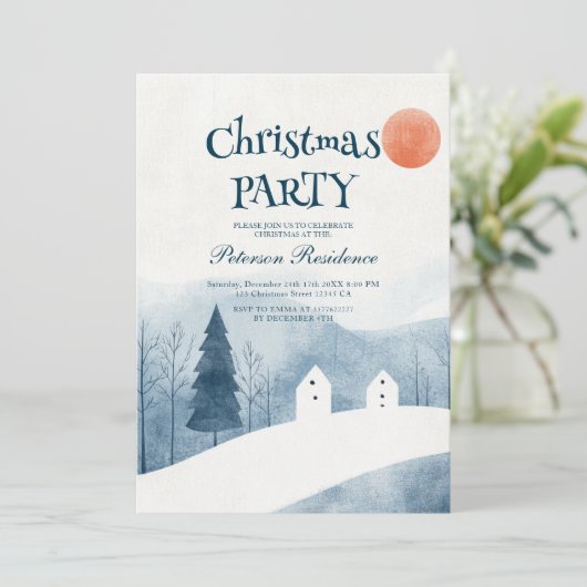 Elegant Winterlandschap Kerstfeest Kaart (Staand voorkant)