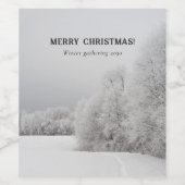 Elegant winterlandschap Kerstmis Wijn Etiket (Enkel label)