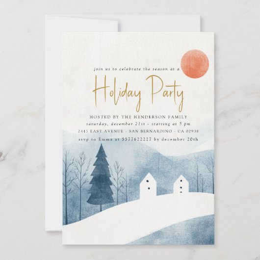 Elegant Winterlandschap Vakantie Party Kaart (Voorkant)