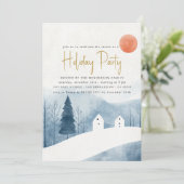 Elegant Winterlandschap Vakantie Party Kaart (Staand voorkant)