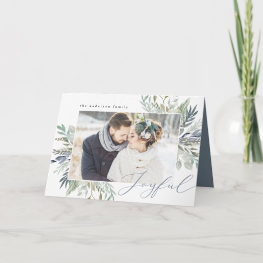 Elegant winterlooflijst | Vouwbare kerstkaart Feestdagen Kaart (Voorkant)