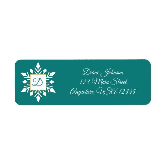 Elegant wintermonogram etiket (Voorkant)