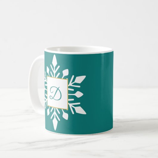 Elegant wintermonogram koffiemok (Voorkant links)