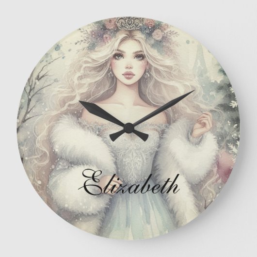 Elegant Winterprinses Sprookje Grote Klok (Voorkant)