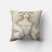 Elegant Winterprinses Sprookje Kussen (Achterkant)